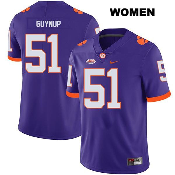 Women's Clemson Tigers #51 Chase Guynup Stitched Purple Legend Authentic Nike NCAA College Football Jersey NTP2246UY